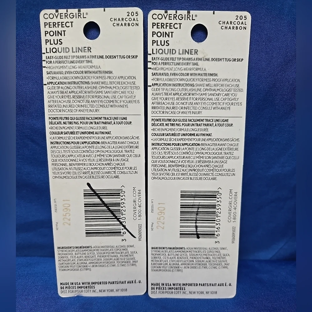 2pc Lot Covergirl #205 Charcoal Perfect Point Plus Liquid Eye Liner W/Felt Tip